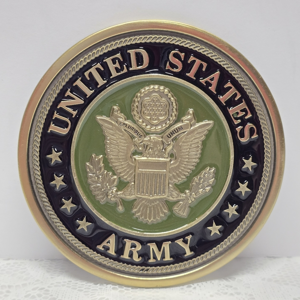 Batesville US ARMY Life Stories Keepsake Enamel Brass Magnetic Casket Medallion